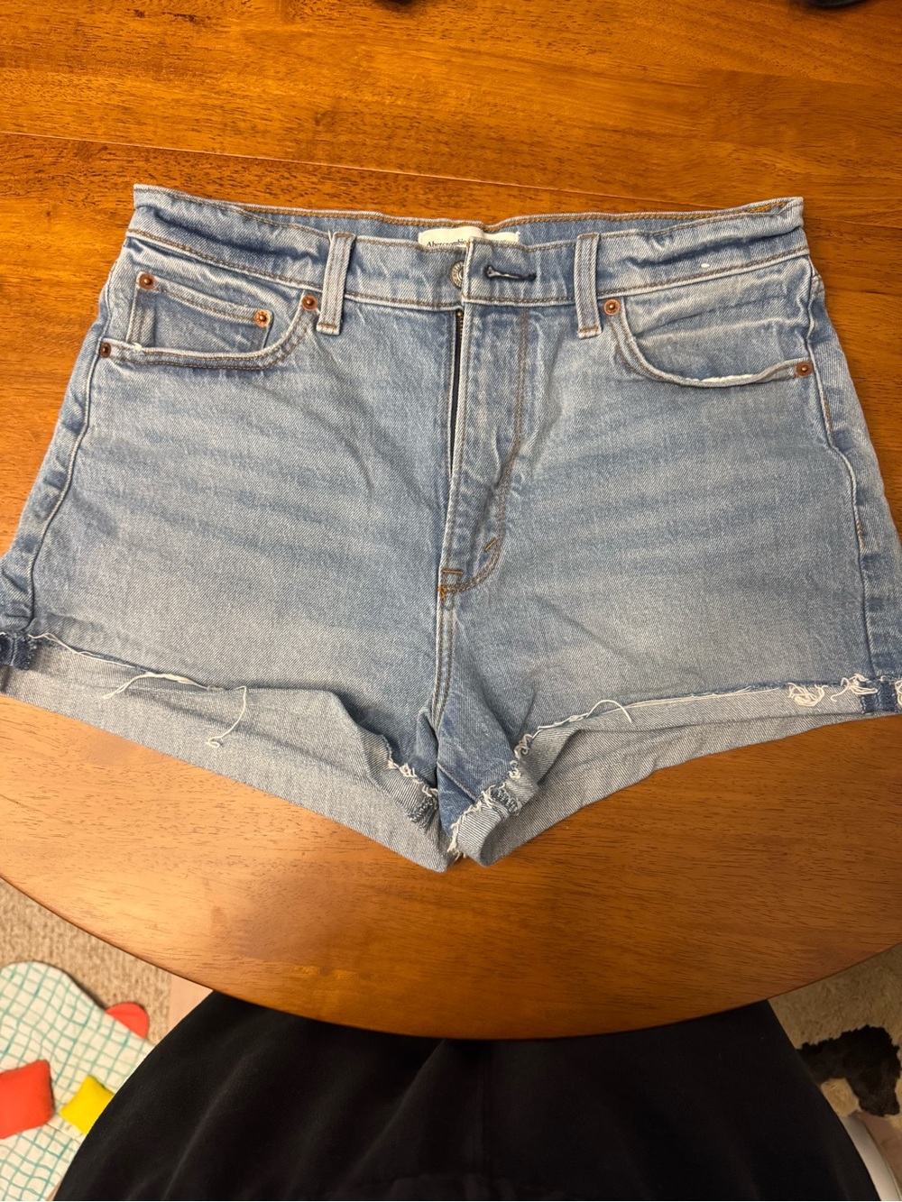 Abercrombie & Fitch Light Blue High-Rise Denim Shorts